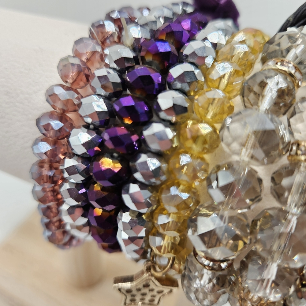 NEW VINTAGE Mixed Color Faceted Glass Beaded Stretch Bracelet Lot of 11 - Picture 2 of 6